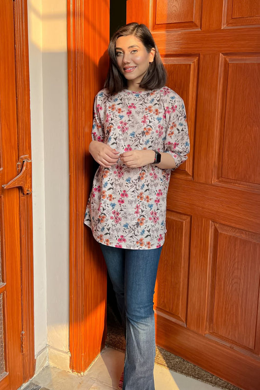 Celina - Printed Khaddar Kurti - D48