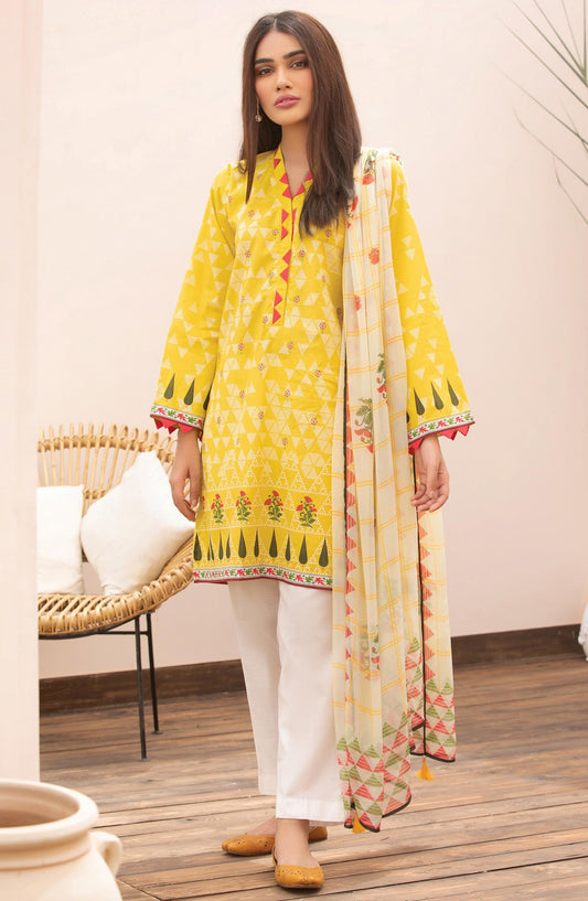 Orient - Unstitched 2 Piece Printed Lawn Shirt Chiffon Dupatta