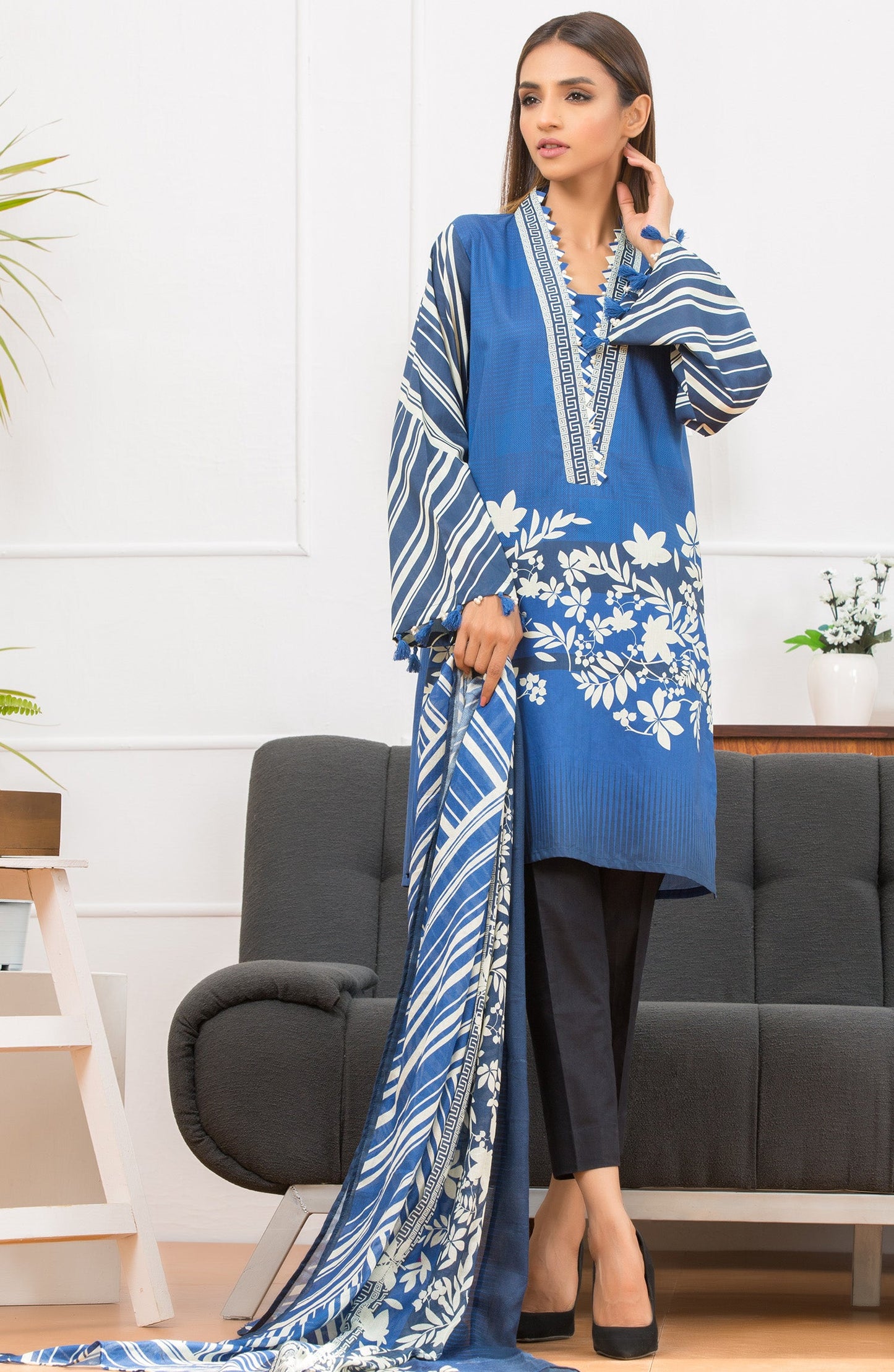 Orient - Unstitched 2 Piece Printed Lawn Shirt Dupatta