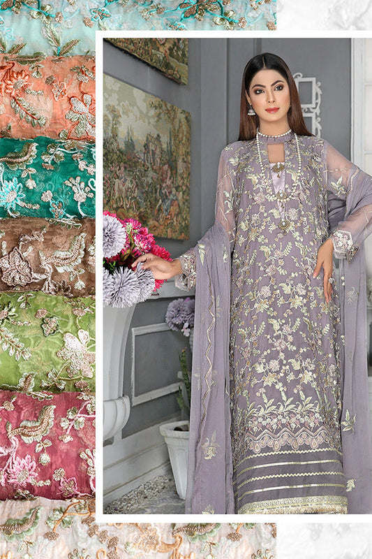 Adan's Libas - Dalmation - Luxury Desire Embroidered Chiffon 3PC