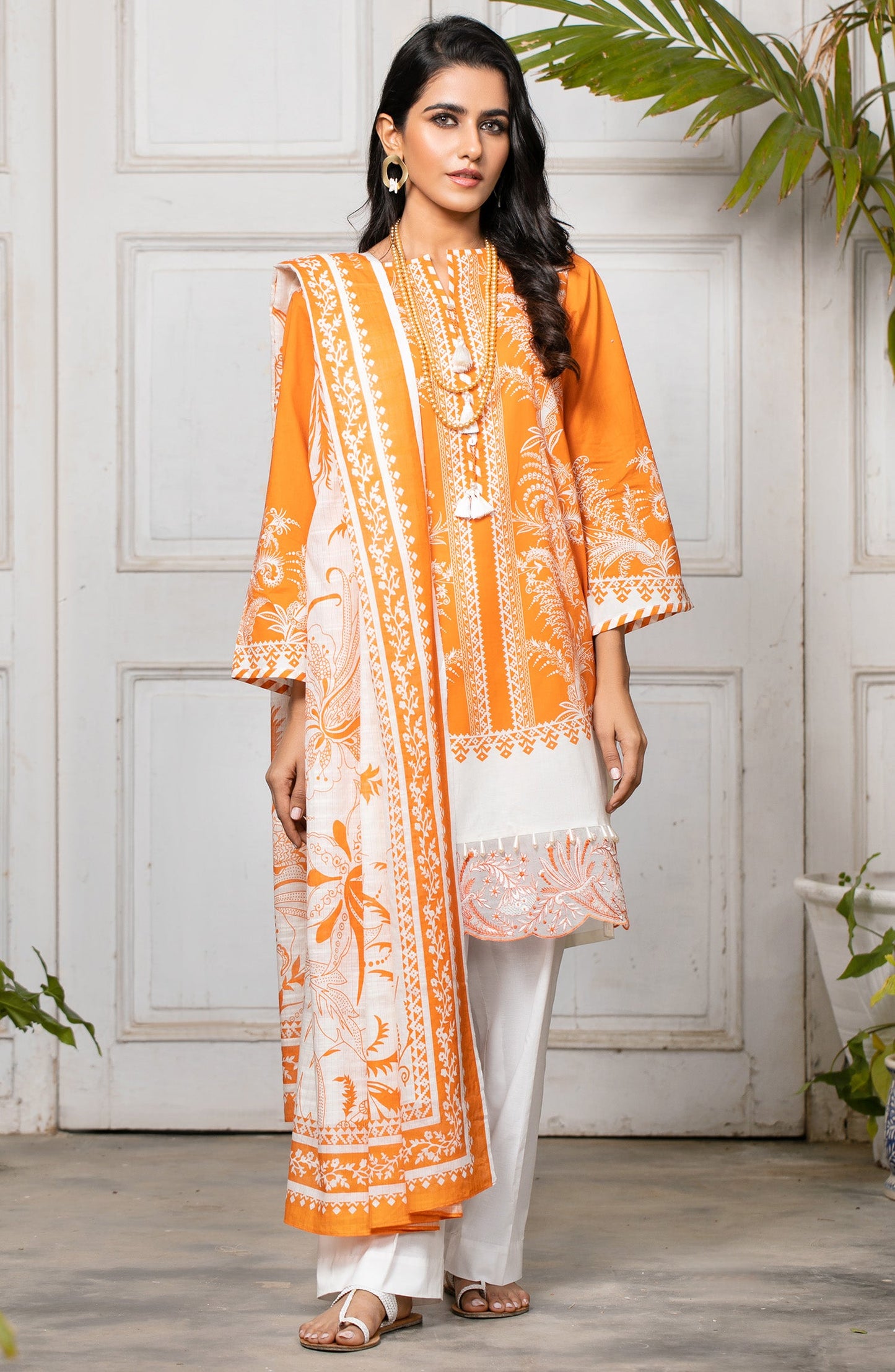 Orient - Unstitched 2 Piece Embroidered Lawn Shirt Dupatta