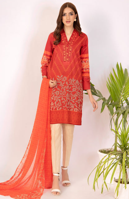 Orient - Unstitched 2 Piece Embroidered Lawn Shirt & Chiffon Dupatta
