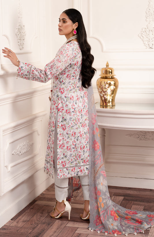 Alzohaib - 3-PIECE UNSTITCHED BAMBER CHIKANKARI DUPATTA -SBCD-23-07