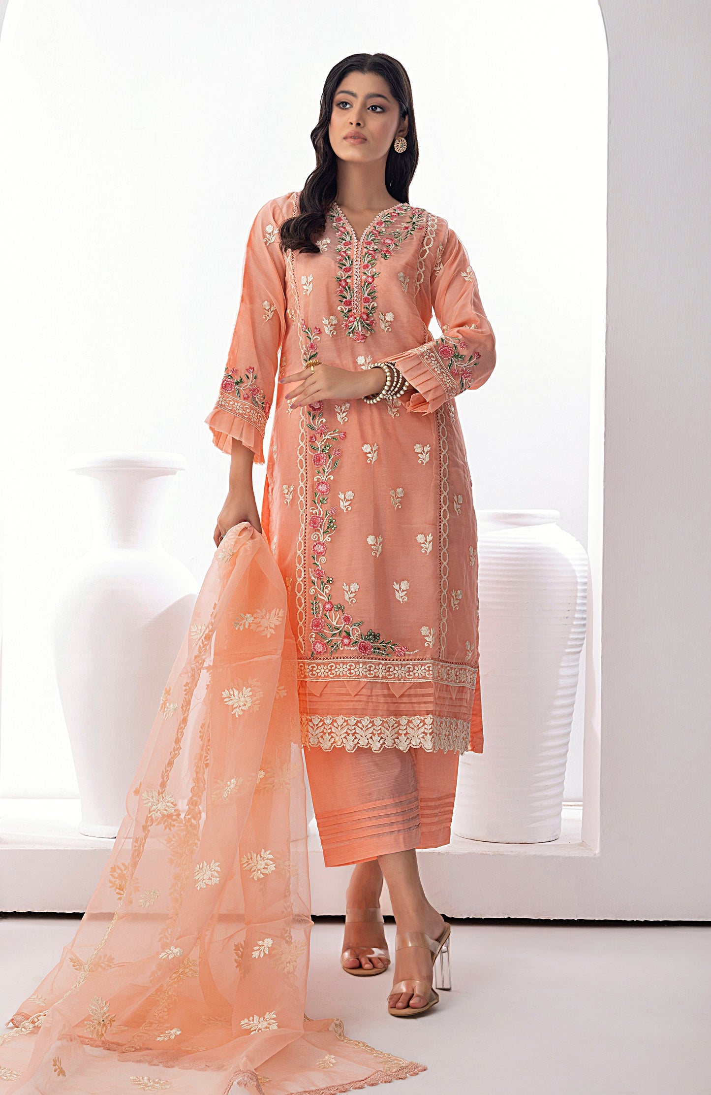 Alzohaib - 3 PC - STITCHED ORGANZA SERIES-AZP-23-02