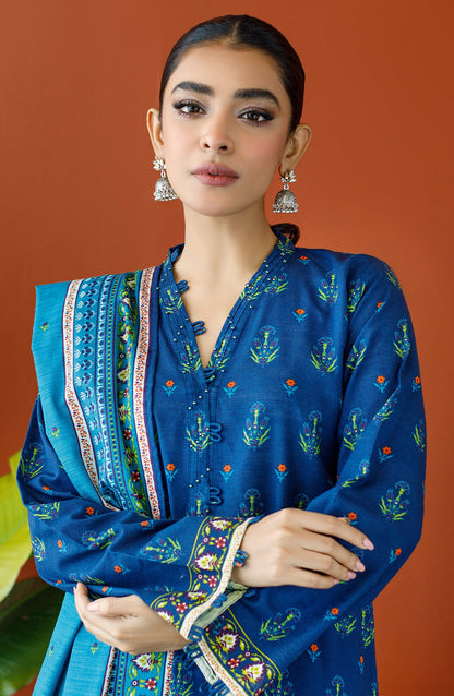 Orient - Unstitched 3 Piece Printed Khaddar Shirt , Khaddar Pant and Khaddar Dupatta