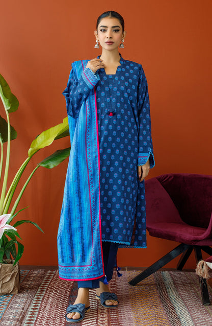 Orient - Stitched 3 Piece Printed Khaddar Shirt , Khaddar Pant and Khaddar Dupatta