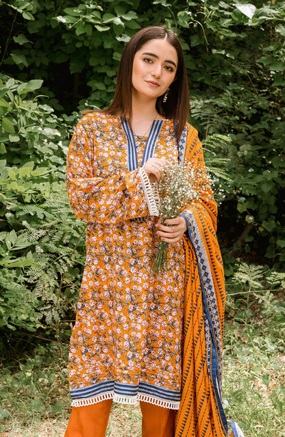 Orient - Unstitched 3 Piece Printed Linen Suit