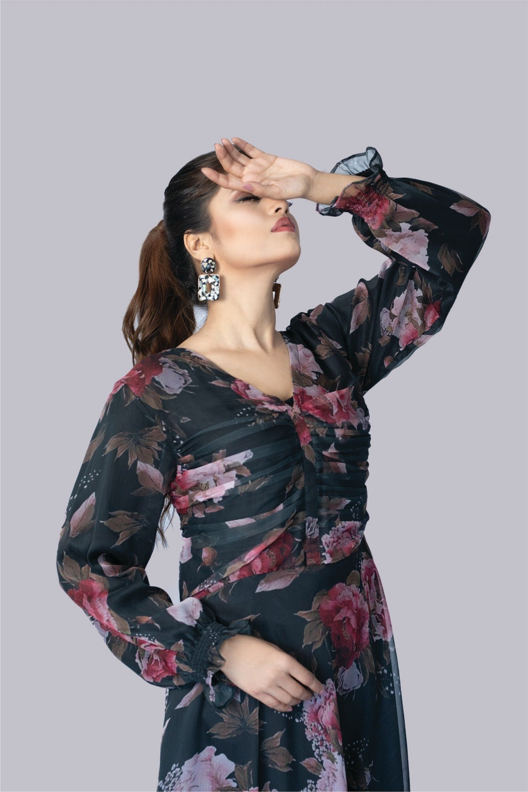 Bareeq Outfits - Black Floral Dress