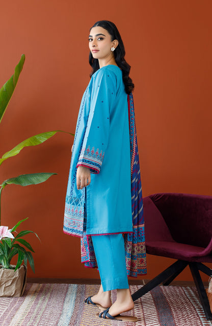 Orient - Stitched 3 Piece Embroidered Cambric Shirt , Cambric Pant and Lawn Dupatta