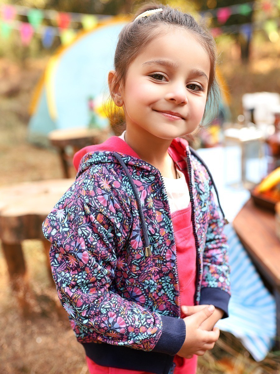 Edenrobe - Girl's Blue Multi Hoodie - EGTH20-002