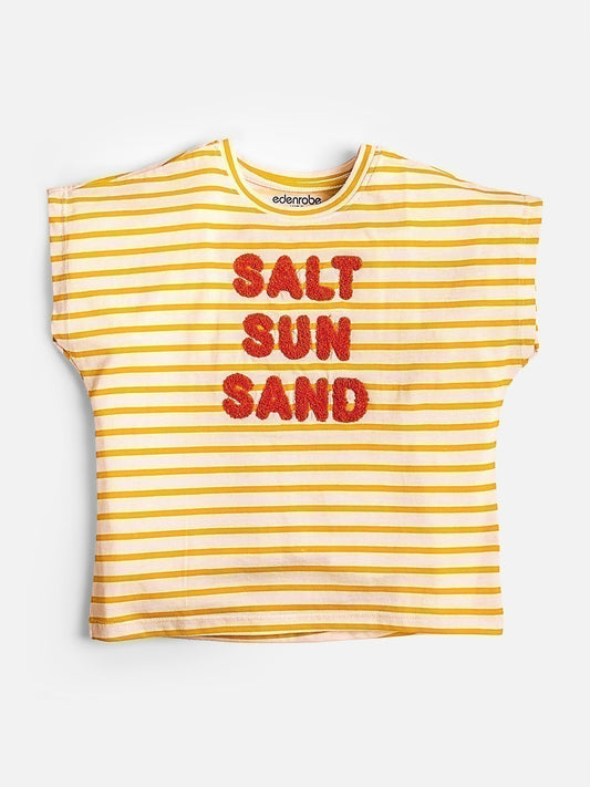 Edenrobe - Girl's White And Yellow Top - EGTK20-009
