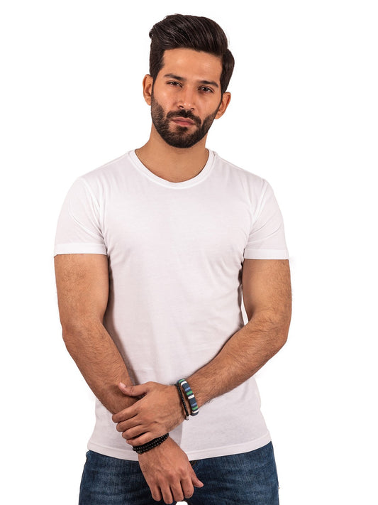 Edenrobe - Men's White Basic Tee - EMTBT20-001