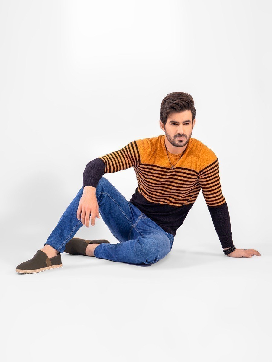 Edenrobe - Men's Mustard Brown Sweater - EMTSWT20-003
