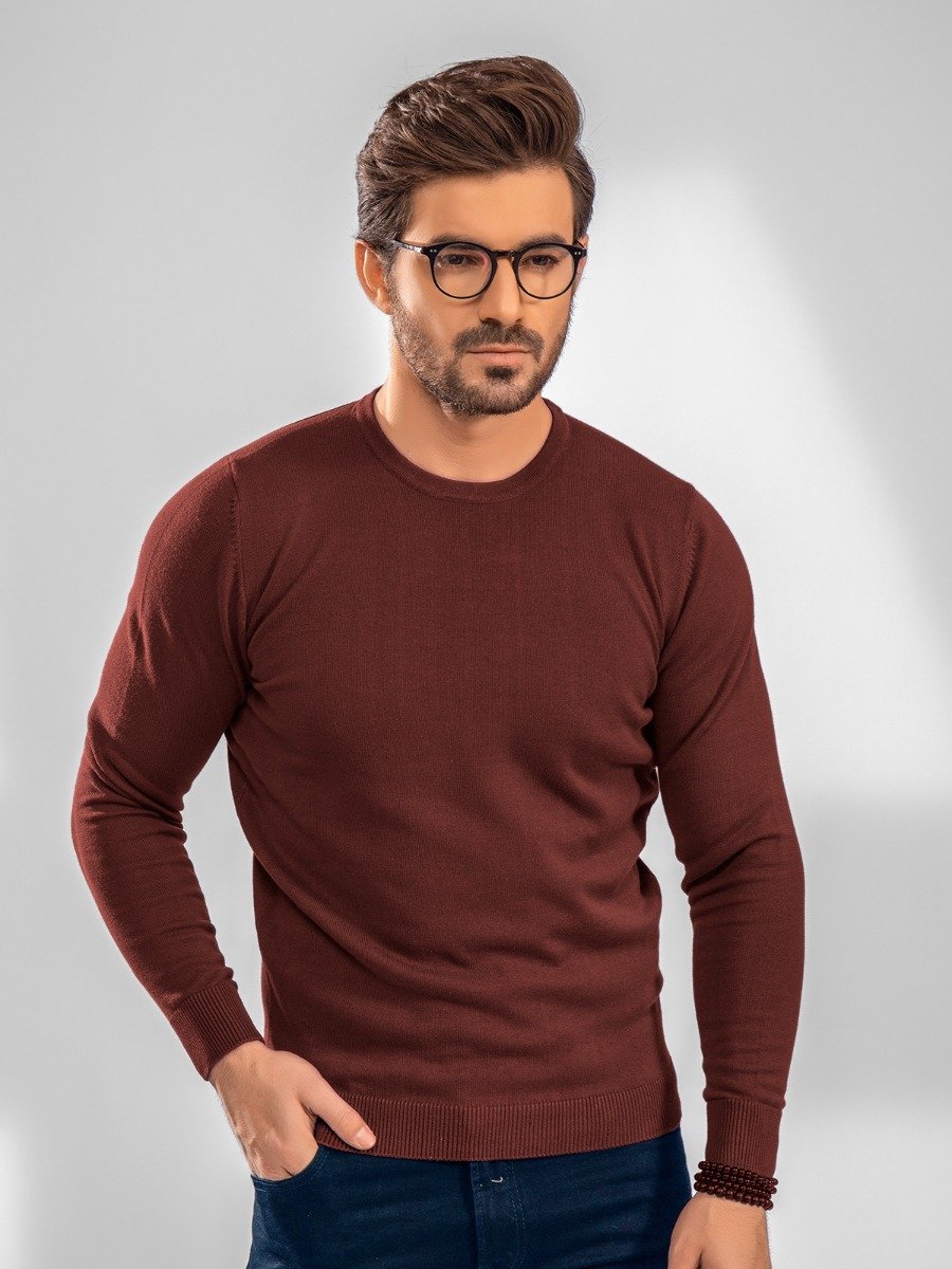 Edenrobe - Men's Deep Maroon Sweater - EMTSWT20-007