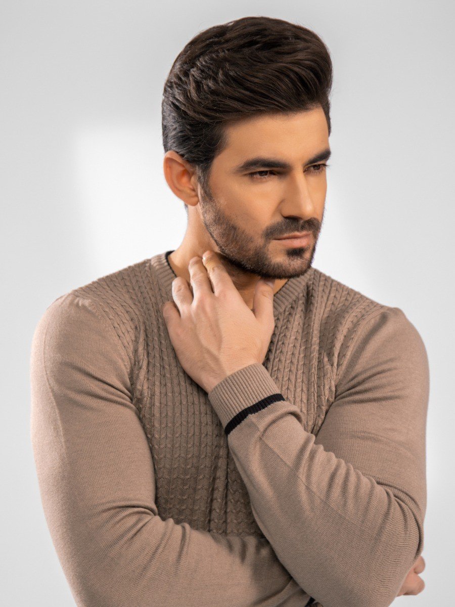 Edenrobe - Men's Light Brown Sweater - EMTSWT20-015