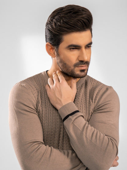 Edenrobe - Men's Light Brown Sweater - EMTSWT20-015