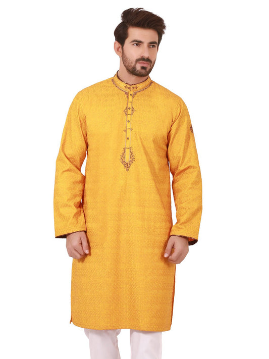 Edenrobe - Men's Yellow Kurta Ceremonial - EMTKC20-013