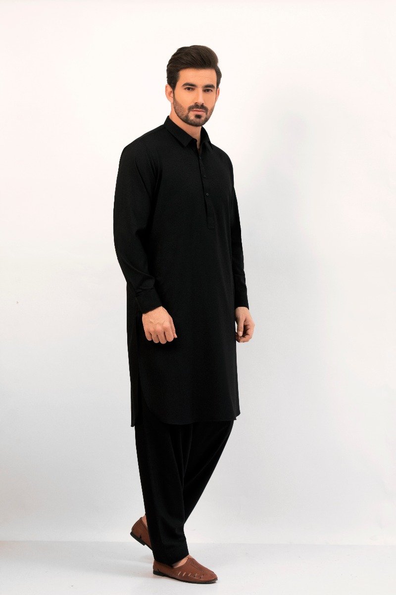 Edenrobe - Men's Black Kurta Shalwar Plain - EMTKSP20S-40883