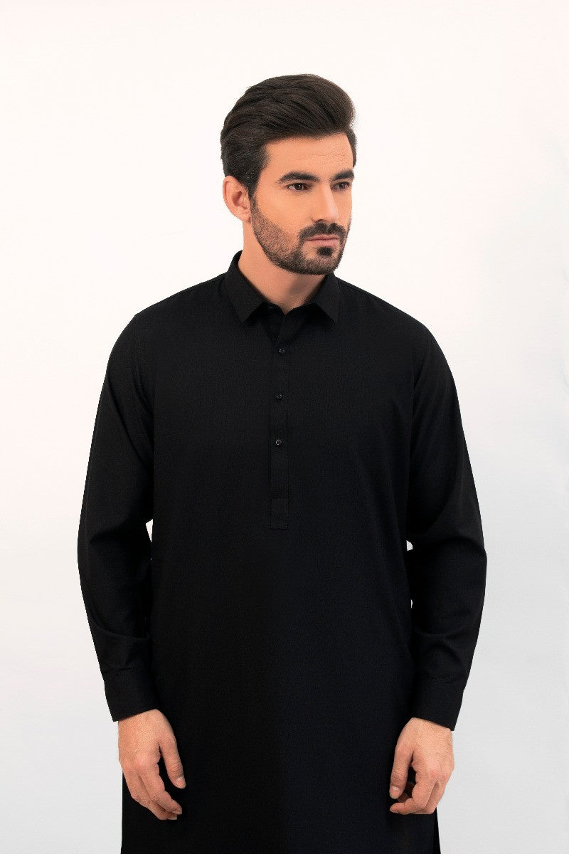 Edenrobe - Men's Black Kurta Shalwar Plain - EMTKSP20S-40883