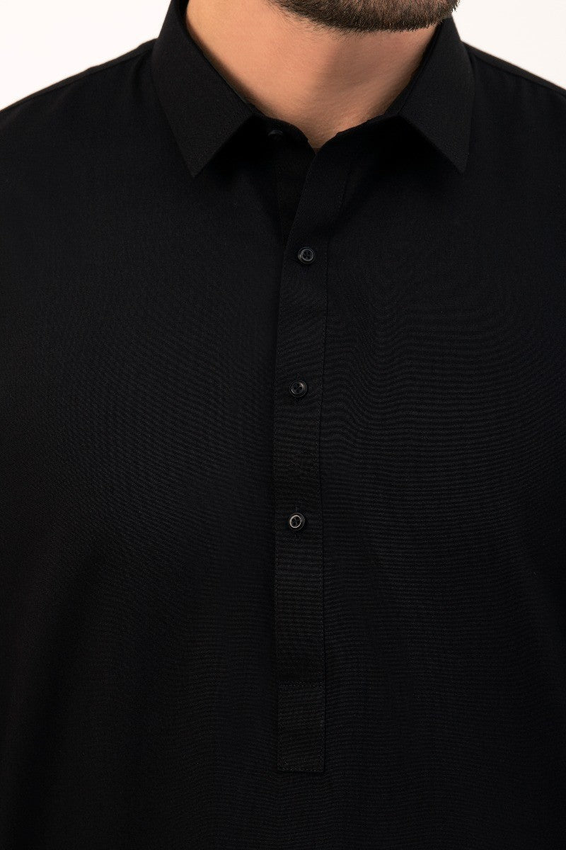 Edenrobe - Men's Black Kurta Shalwar Plain - EMTKSP20S-40883