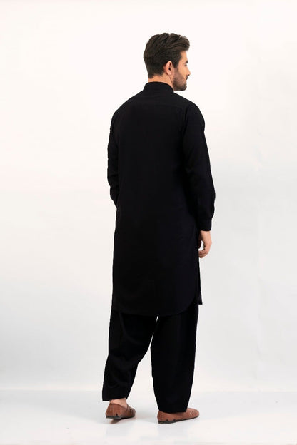 Edenrobe - Men's Black Kurta Shalwar Plain - EMTKSP20S-40883