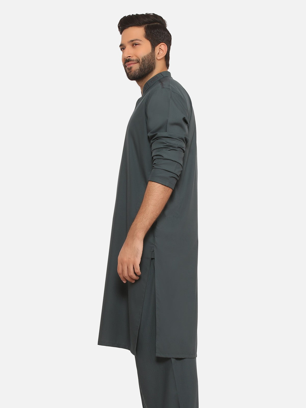 Edenrobe - Men's Dark Teal Kurta Shalwar - EMTKS20S-40856
