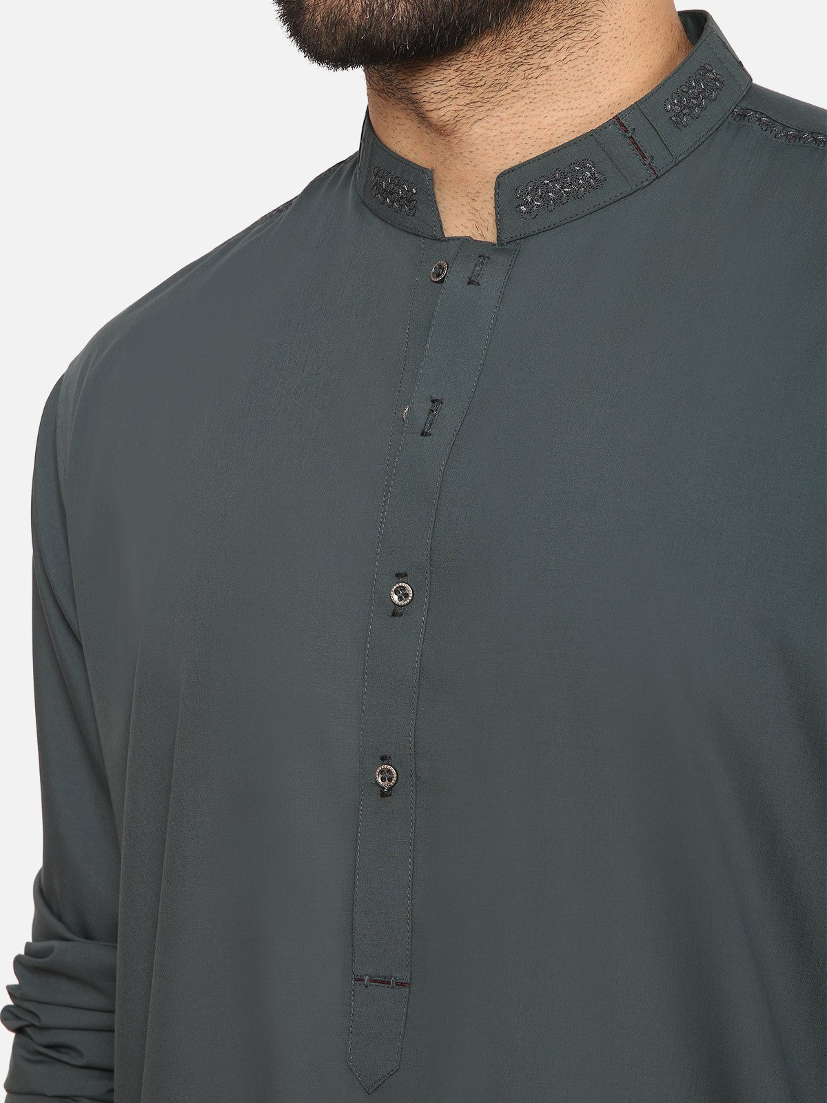 Edenrobe - Men's Dark Teal Kurta Shalwar - EMTKS20S-40856