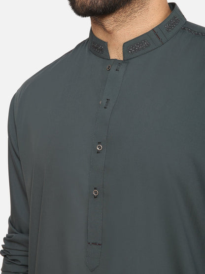 Edenrobe - Men's Dark Teal Kurta Shalwar - EMTKS20S-40856