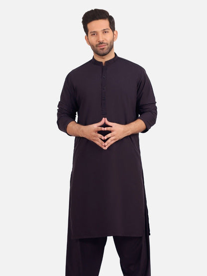 Edenrobe - Men's Plum Kurta Shalwar - EMTKS20S-40860