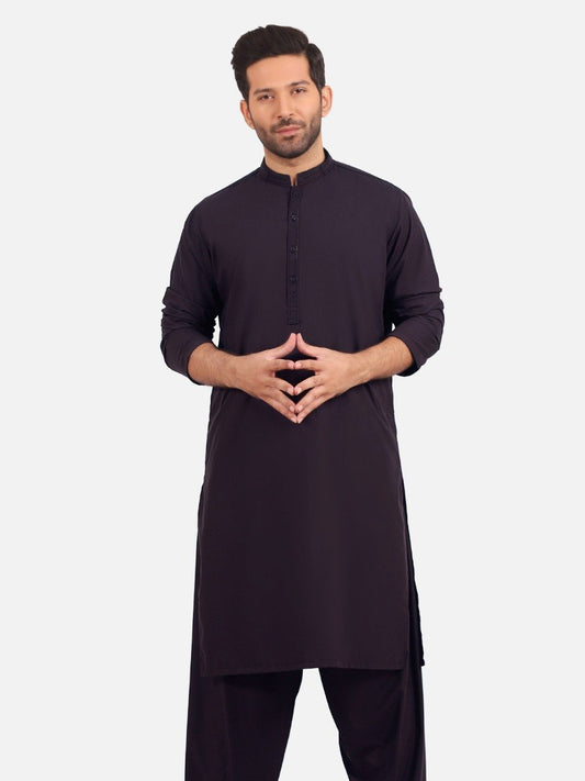 Edenrobe - Men's Plum Kurta Shalwar - EMTKS20S-40860