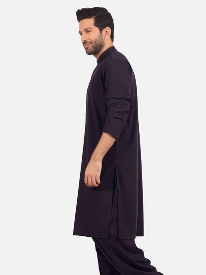 Edenrobe - Men's Plum Kurta Shalwar - EMTKS20S-40860