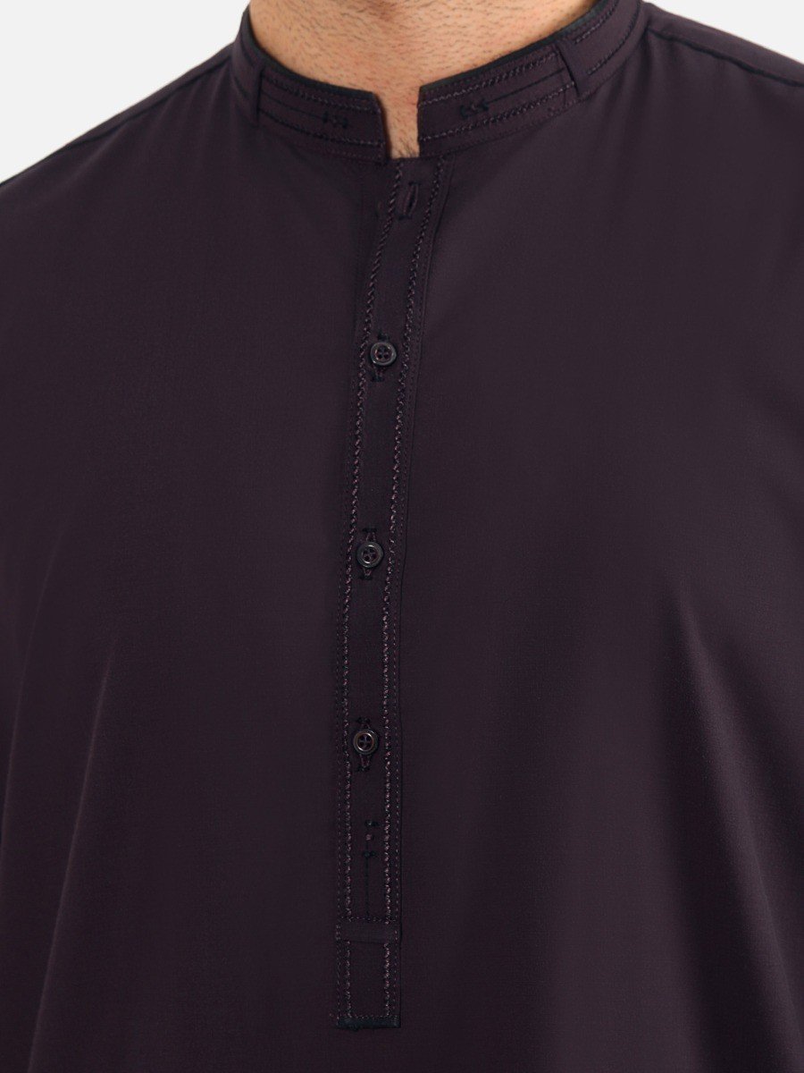 Edenrobe - Men's Plum Kurta Shalwar - EMTKS20S-40860