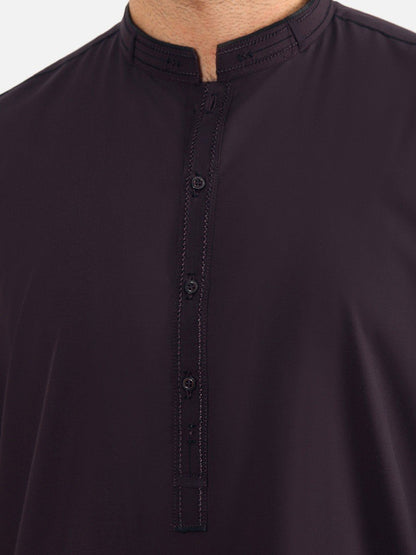 Edenrobe - Men's Plum Kurta Shalwar - EMTKS20S-40860