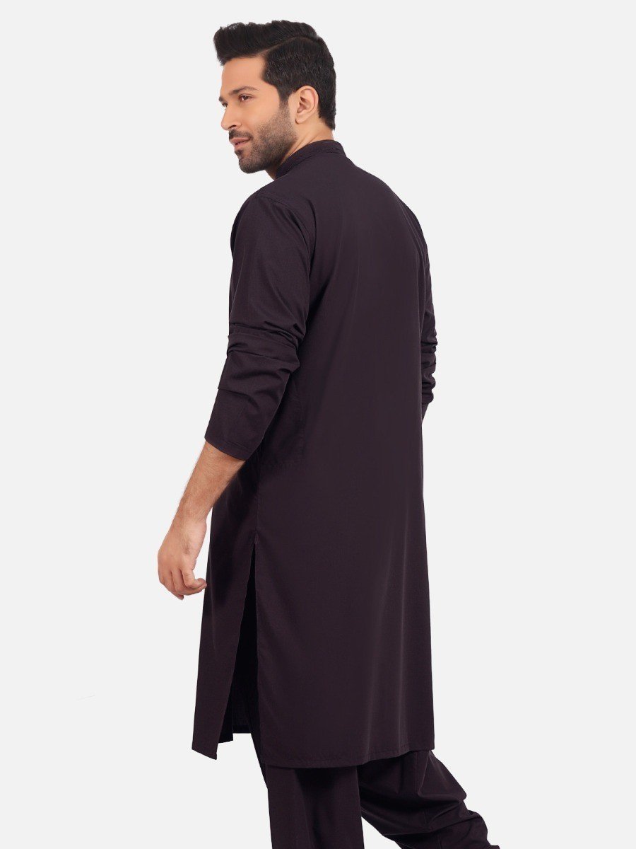 Edenrobe - Men's Plum Kurta Shalwar - EMTKS20S-40860