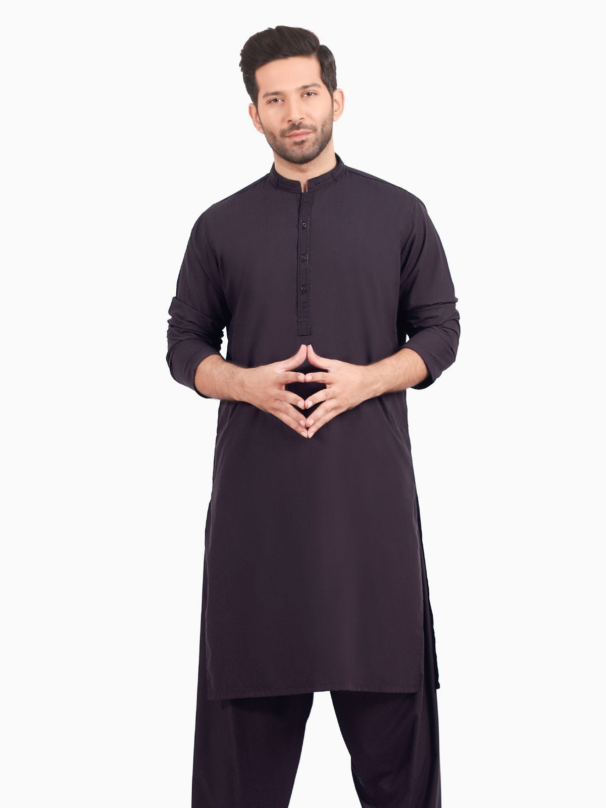 Edenrobe - Men's Plum Kurta Shalwar - EMTKS20S-40860