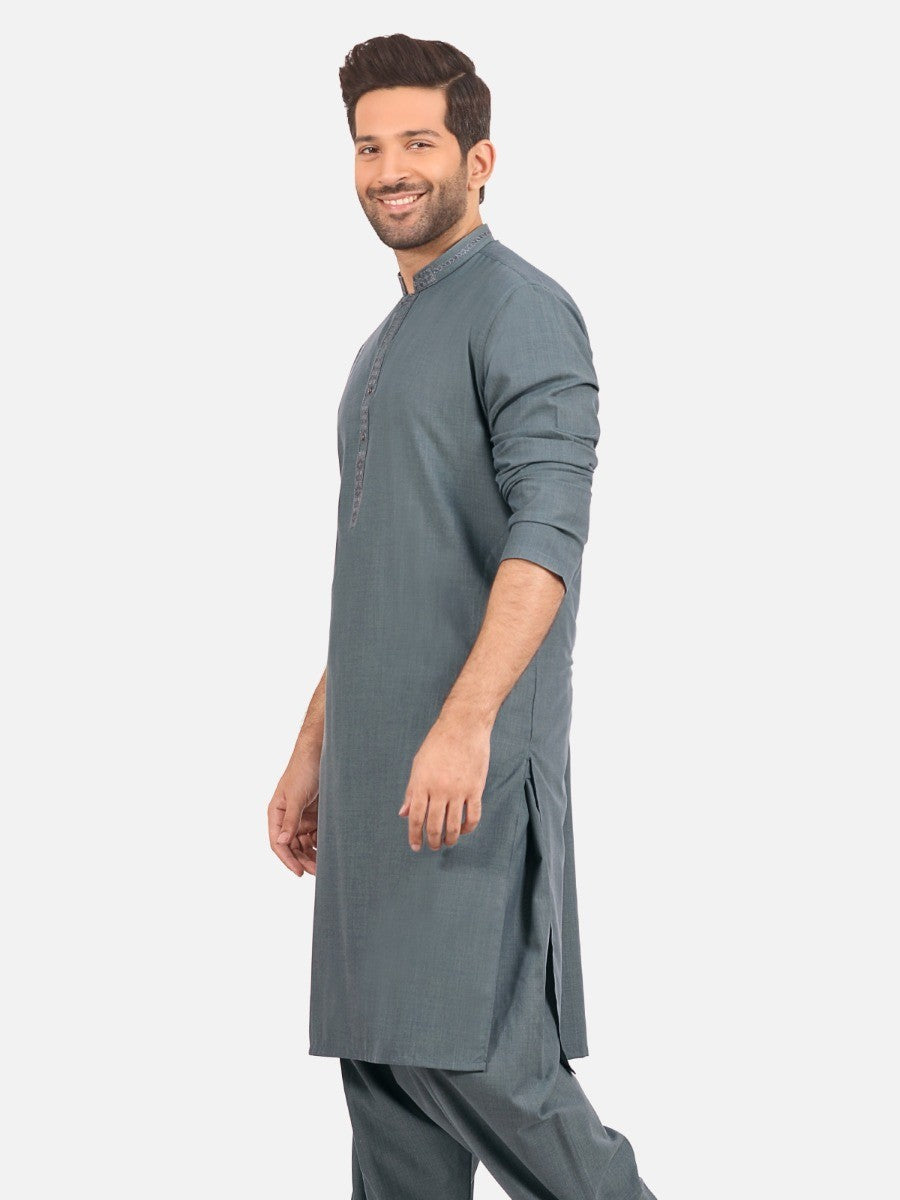 Edenrobe - Men's Sea Green Kurta Shalwar - EMTKS20S-40867