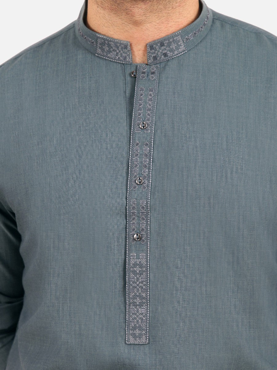 Edenrobe - Men's Sea Green Kurta Shalwar - EMTKS20S-40867