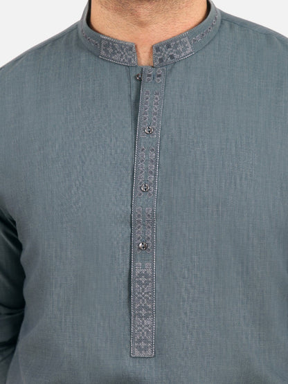 Edenrobe - Men's Sea Green Kurta Shalwar - EMTKS20S-40867