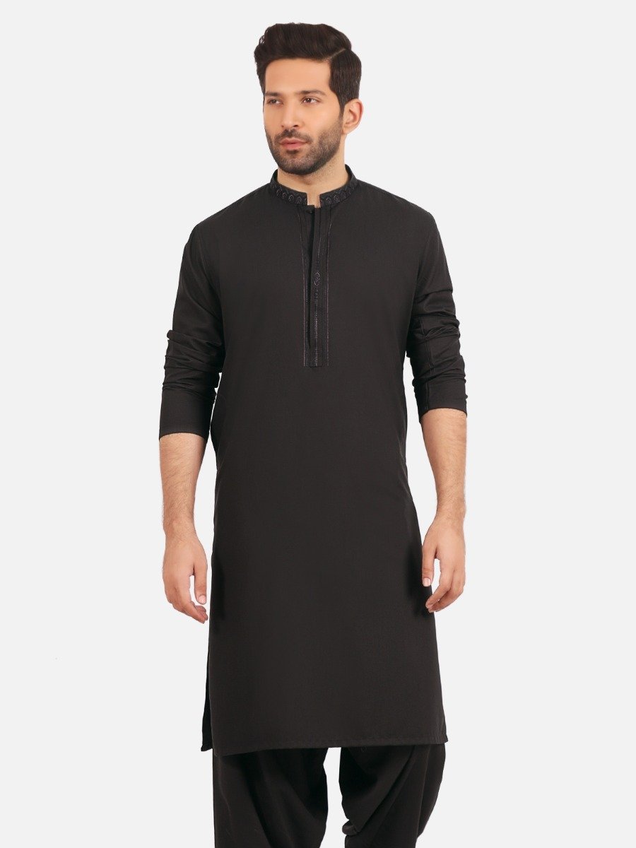 Edenrobe - Men's Charcoal Kurta Shalwar - EMTKS20S-40871