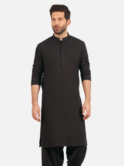 Edenrobe - Men's Charcoal Kurta Shalwar - EMTKS20S-40871