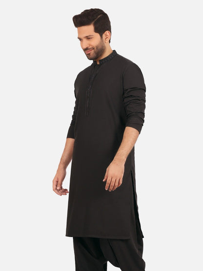 Edenrobe - Men's Charcoal Kurta Shalwar - EMTKS20S-40871