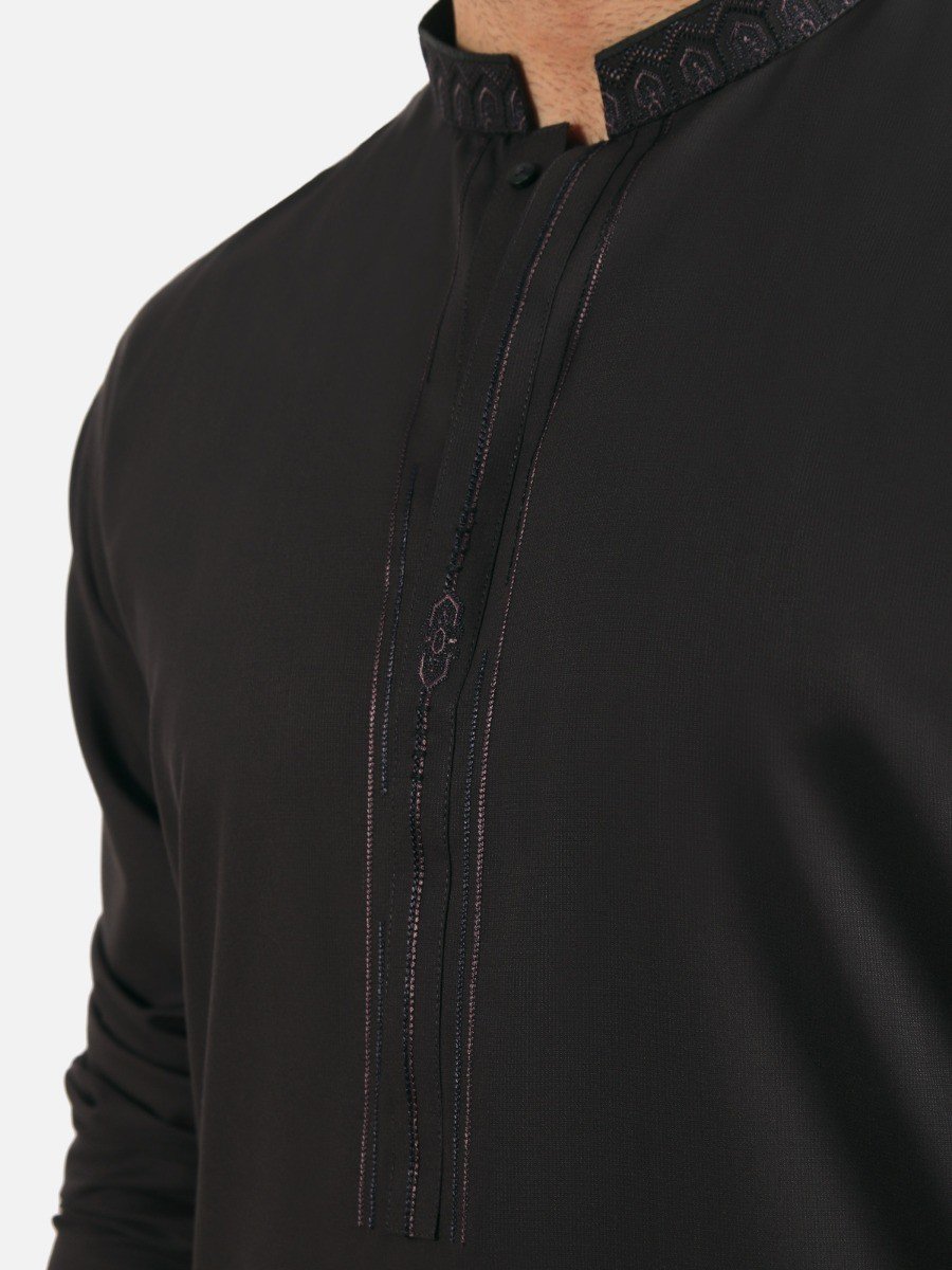 Edenrobe - Men's Charcoal Kurta Shalwar - EMTKS20S-40871