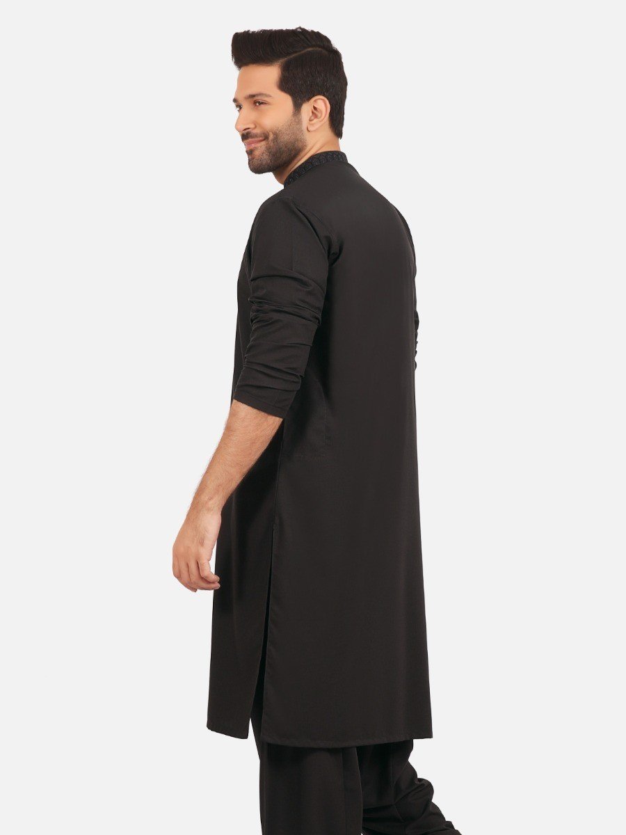Edenrobe - Men's Charcoal Kurta Shalwar - EMTKS20S-40871