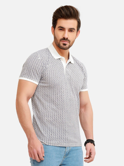 Edenrobe - Men's White & Blue Polo Shirt - EMTPS20-002