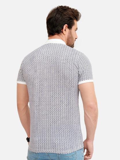 Edenrobe - Men's White & Blue Polo Shirt - EMTPS20-002
