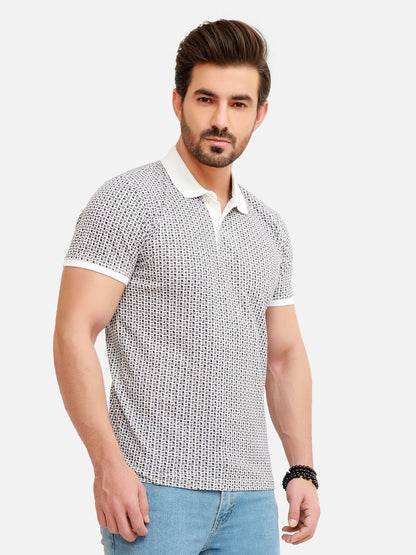 Edenrobe - Men's White & Blue Polo Shirt - EMTPS20-002