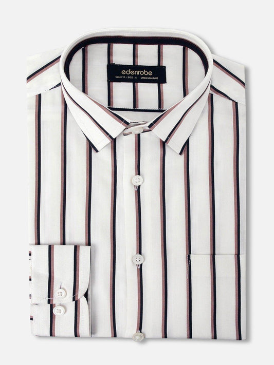 Edenrobe - Men's White Brown Shirt - EMTSUC20-082