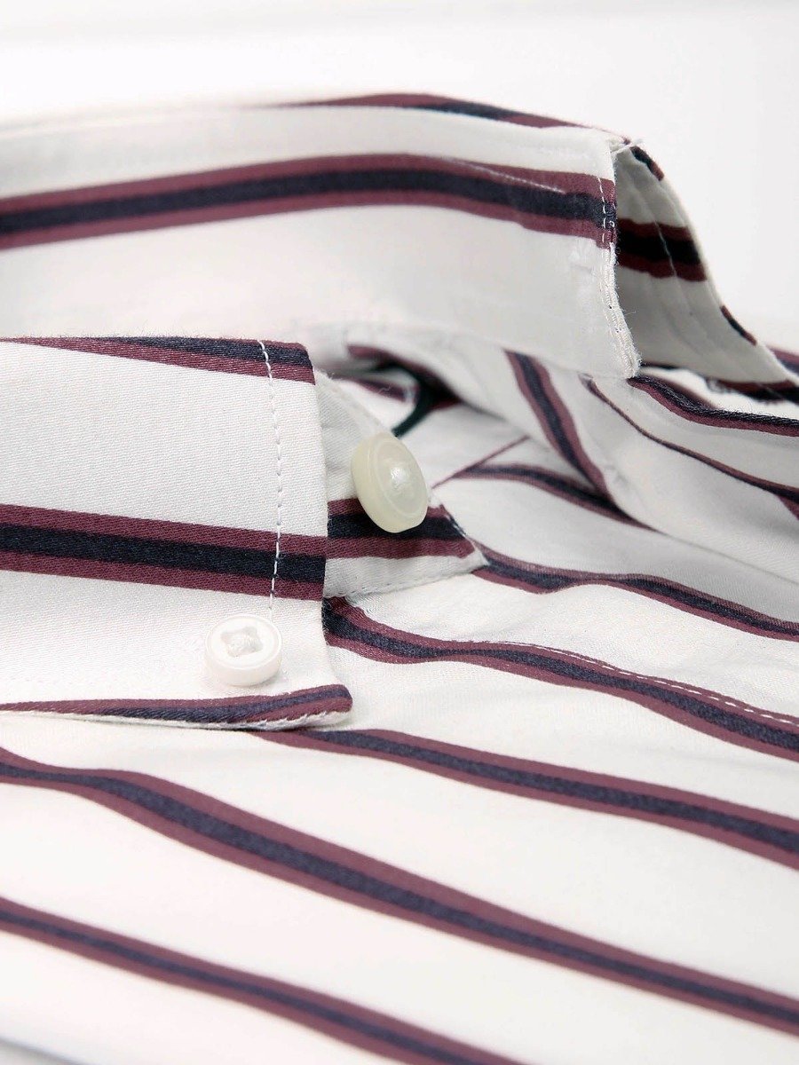 Edenrobe - Men's White Burgundy Shirt - EMTSUC20-083