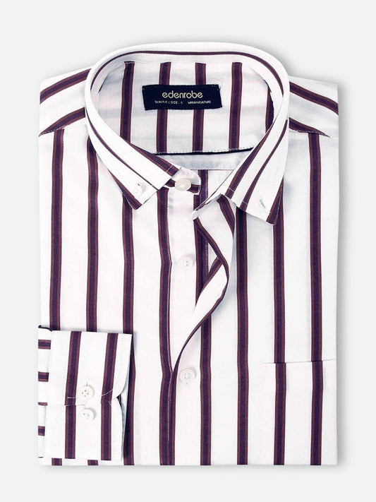 Edenrobe - Men's White Burgundy Shirt - EMTSUC20-083