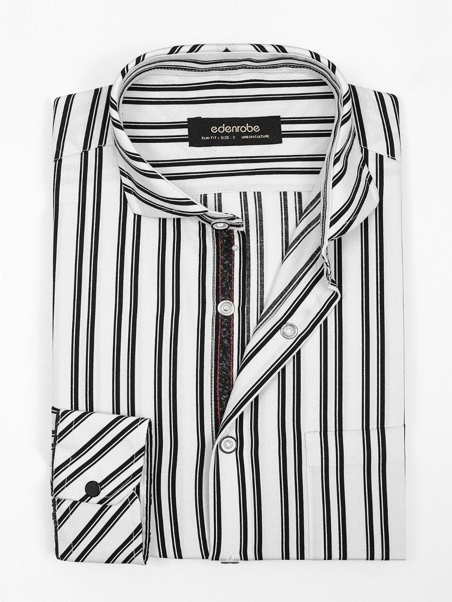 Edenrobe - Men's White & Black Shirt - EMTSUC20-089